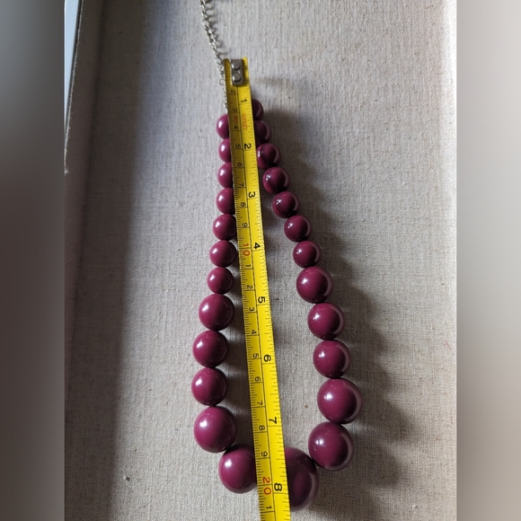 Retro Chunky Hot Raspberry Pink Graduated Bead Necklace 16 -19" - Picture 5 of 6